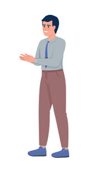Positive businessman clapping hands semi flat color vector character. Editable figure. Full body person on white. Simple cartoon style illustration for web graphic design and animation