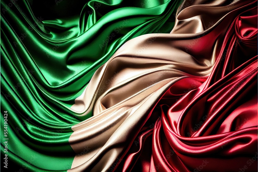 Poster 12-12-2022 riga, latvia a close up of a cloth with a green and red stripe on it's side and a red and