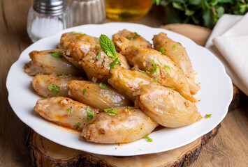 Stuffed Onion Dish. Stuffed onions from traditional Turkish dishes (Turkish name; Sogan dolmasi)