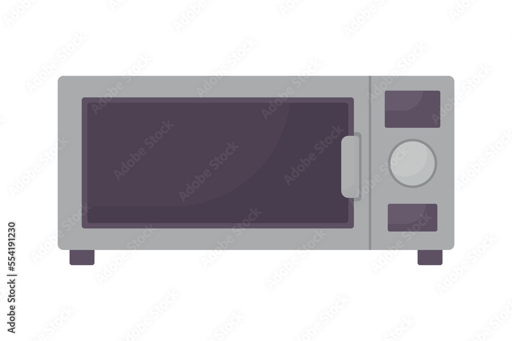 Poster microwave semi flat color vector object. editable element. item on white. electrical home technique.