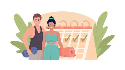 Workout consistency flat concept vector illustration. Regular exercise. Sport activities. Editable 2D cartoon characters on white for web design. Creative idea for website, mobile, presentation