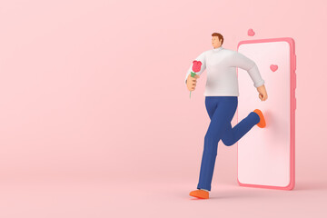 3d character in the festival of Valentine's Day. 3d rendering of graphic resourse.