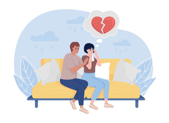 Heartbroken girlfriend flat concept vector illustration. Support in relationship. Editable 2D cartoon characters on white for web design. Creative idea for website, mobile, presentation