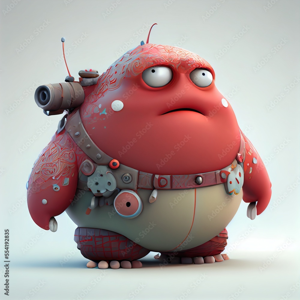 Poster  a red creature with a big nose and a big nose with a gun in it's mouth and a big nose with a big nose. Generative AI
