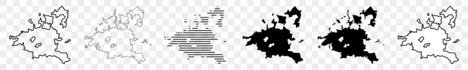 Houston Map Black | United States Texas Town Border | US American City | Transparent Isolated | Variations
