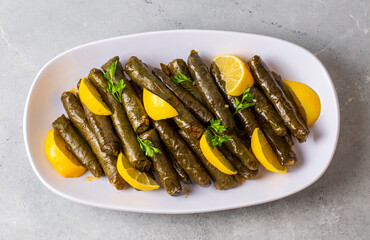 Traditional delicious Turkish foods; stuffed leaves (yaprak sarmasi)
