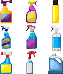 glass cleaner set cartoon. window spray, house home, bottle household, advertisement product, wash glass cleaner vector illustration