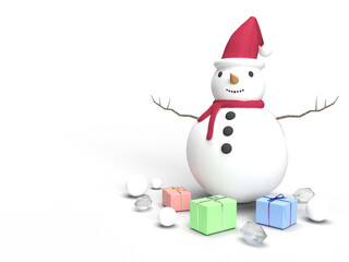 snowman with gift box