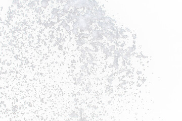 Photo image of falling down snow, heavy big small size snows. Freeze shot on black background isolated overlay. Fluffy White snowflakes splash cloud in mid air. Real Snow high speed shutter