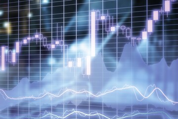 Virtual digital diagram on office background