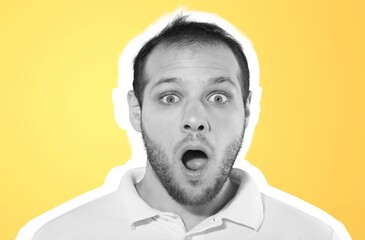 Excited happy person with mouth open