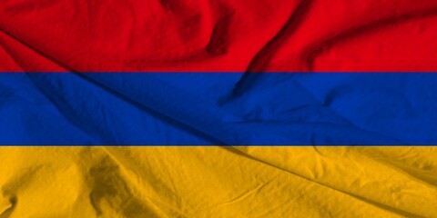 Waving national flag of Armenia .