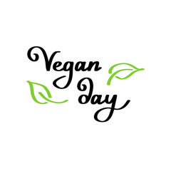 Vegan handdrawn text green vector lettering illustration.