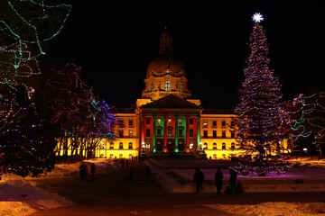 Fototapeta na wymiar Christmas lights in Edmonton, Alberta, Canada.