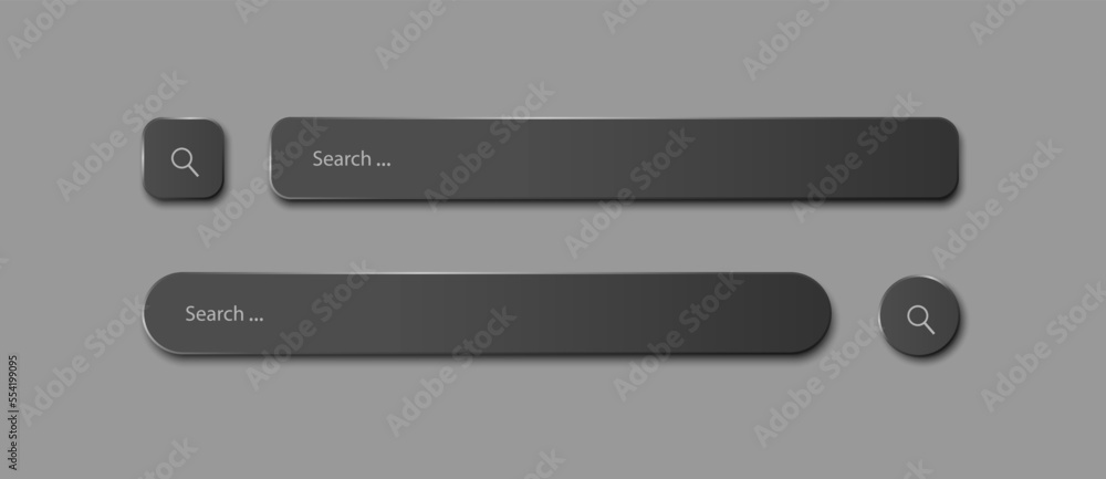 Poster two search strings of different shapes on a gray background. a set of realistic search icons. vector