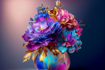 golden edge, blue, purple, pink, Pastel colors, bouquet, alcohol ink art, mythical, spiritual