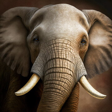 Beautiful elephant portrait. AI generated photorealistic illustration. Not based on original images, characters or people