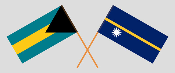 Crossed flags of the Bahamas and Nauru. Official colors. Correct proportion