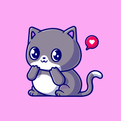 Obraz na płótnie Canvas Cute Shy Cat Cartoon Vector Icon Illustration. Animal Nature Icon Concept Isolated Premium Vector. Flat Cartoon Style