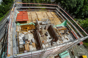 Baustelle für Wohnungsbau, Luzern, Schweiz