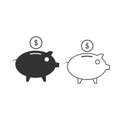 Piggy bank icon. Save rich set line and background vector ilustration.