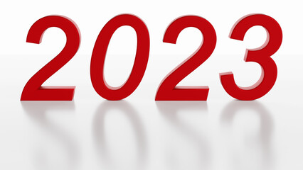 Illustrazione 3D. Anno nuovo 2023. Capodanno, 2023 in numeri a celebrare l'arrivo del nuovo anno.