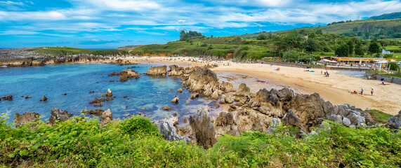 Fototapeta premium Coastline and Cliffs, Beach of Toró, Llanes, Asturias, Spain, Europe
