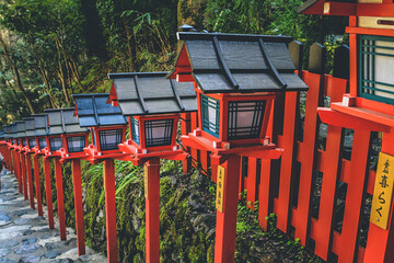a Traditional light pole in Kifune shrine , 12 April 2012