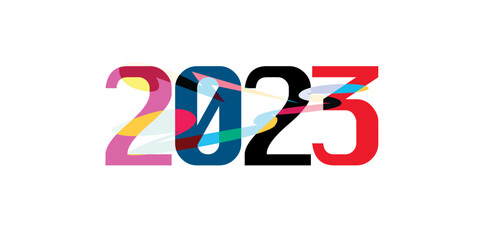 New year 2023 colorful vector lettering for tittle and headline