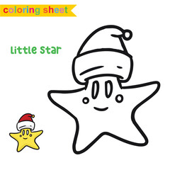 Christmas colouring page. Cute and funny cartoon characters. Coloring book for preschool children. Vector illustration. 