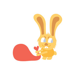 flat orange bunny with red sack