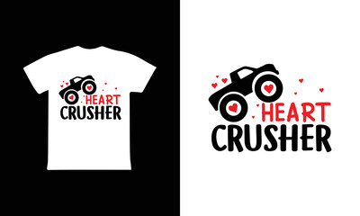 Heart Crusher T-shirt Design, Valentine day T-shirt design Template