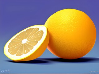 Generative AI.close-up of lemons against blue background