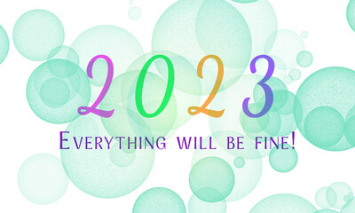 Year 2023 text design. Cover of diary for 2023 with text. Brochure design template, card, banner. Illustration. On white background.