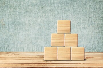 Empty wooden blocks cubes for infographic icon.