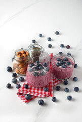 Vegan chia pudding with blueberries