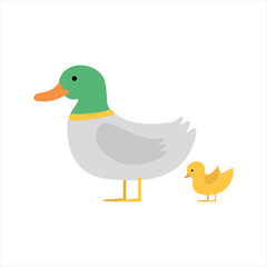 Cute Duck Mother and Child