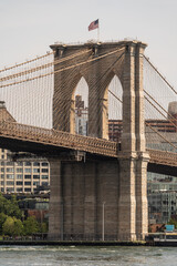 Brooklyn Bridge close up of west tower New York City USA 