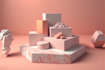 pink product display, generative ai composite