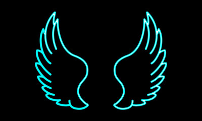 vector glowing neon angel wings