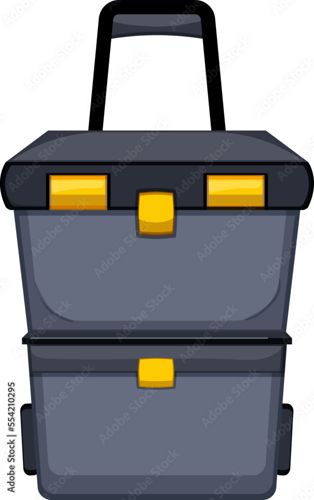 Sticker box toolbox repair cartoon. box toolbox repair sign. isolated symbol vector illustration