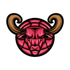 Naklejka premium Bull Basketball Logo Design Vector illustration Team Sport Mascot badge symbol icon