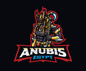 Sci-fi Egypt Anubis mascot logo design