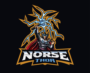 Sci-fi Thor mascot logo design