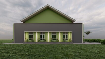 3d rendering and illustration hall indoor building with modern concept