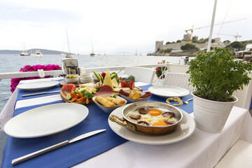 Sea view from the restaurant sea breakfast beach village cafe