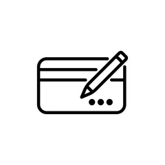 Bank card line icon. Bank, online, sales, pen, transactions, transfers, business, profit, currencies, online store. finance concept. Vector black line icon on white background