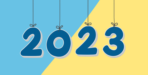 2023 Happy New Year modern trendy design numbers hanging