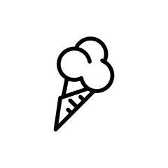 Ice cream line icon. Dessert, sweet, dairy product, cone, balls, taste, fruit, icing, chocolate, frozen, cold, summer, heat, refreshing. Food concept. Vector black line icon on white background