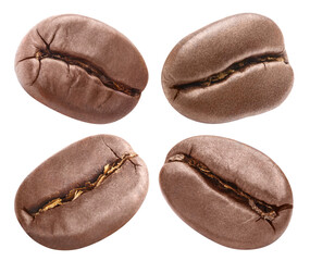 Fototapeta premium Collection of delicious roasted coffee beans, isolated on white background